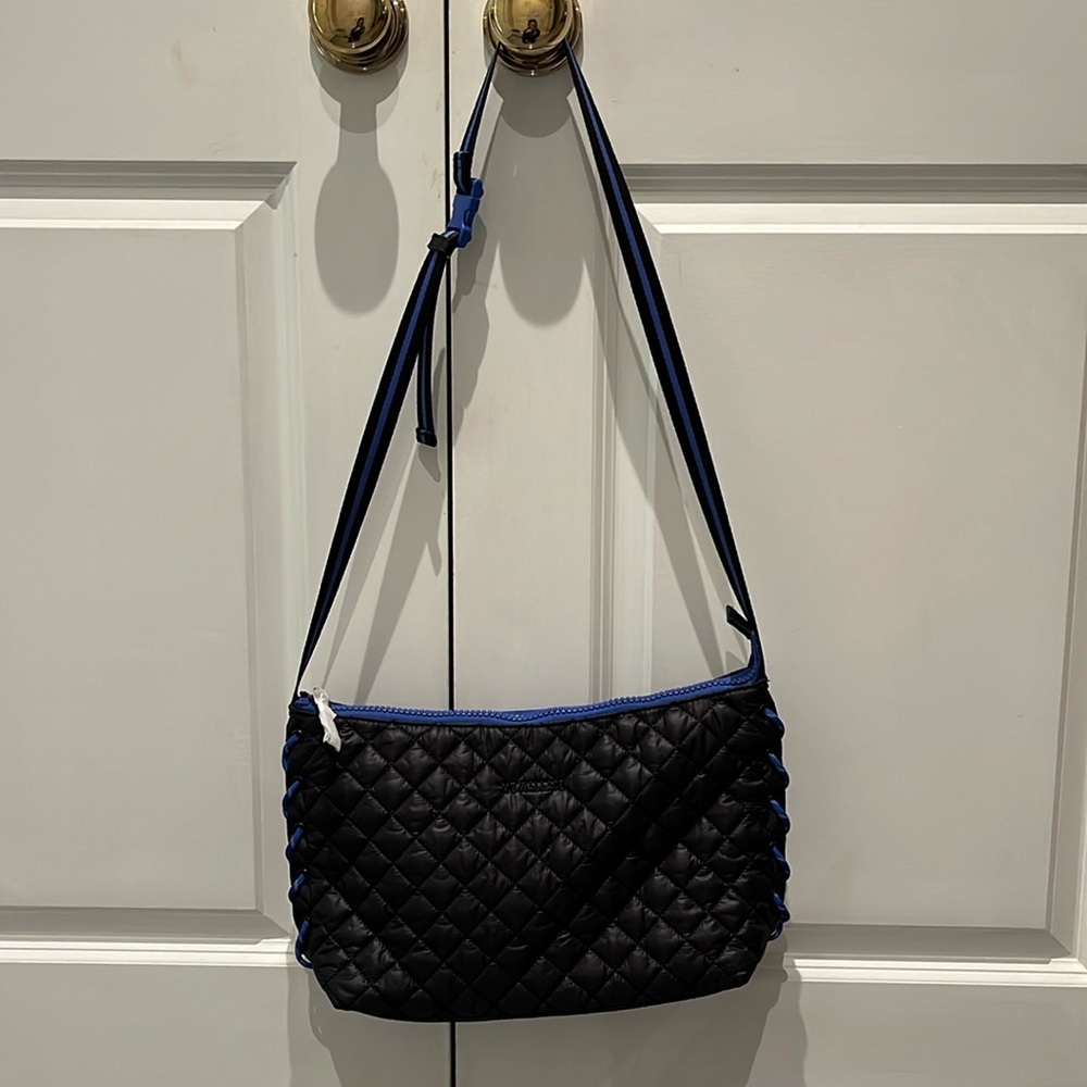 MZ Wallace New Black and Cobalt lace up Crossbody